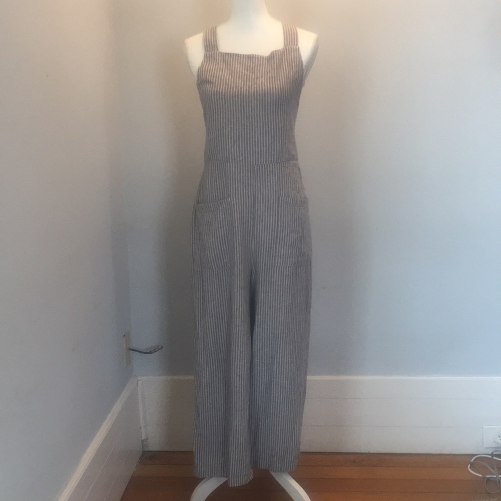 FreePeople apron-style linen jumpsuit
